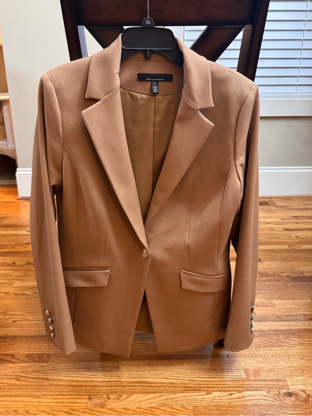 White House Black Market WHBM Single-Button Tailored Blazer Toasted Coconut Tan